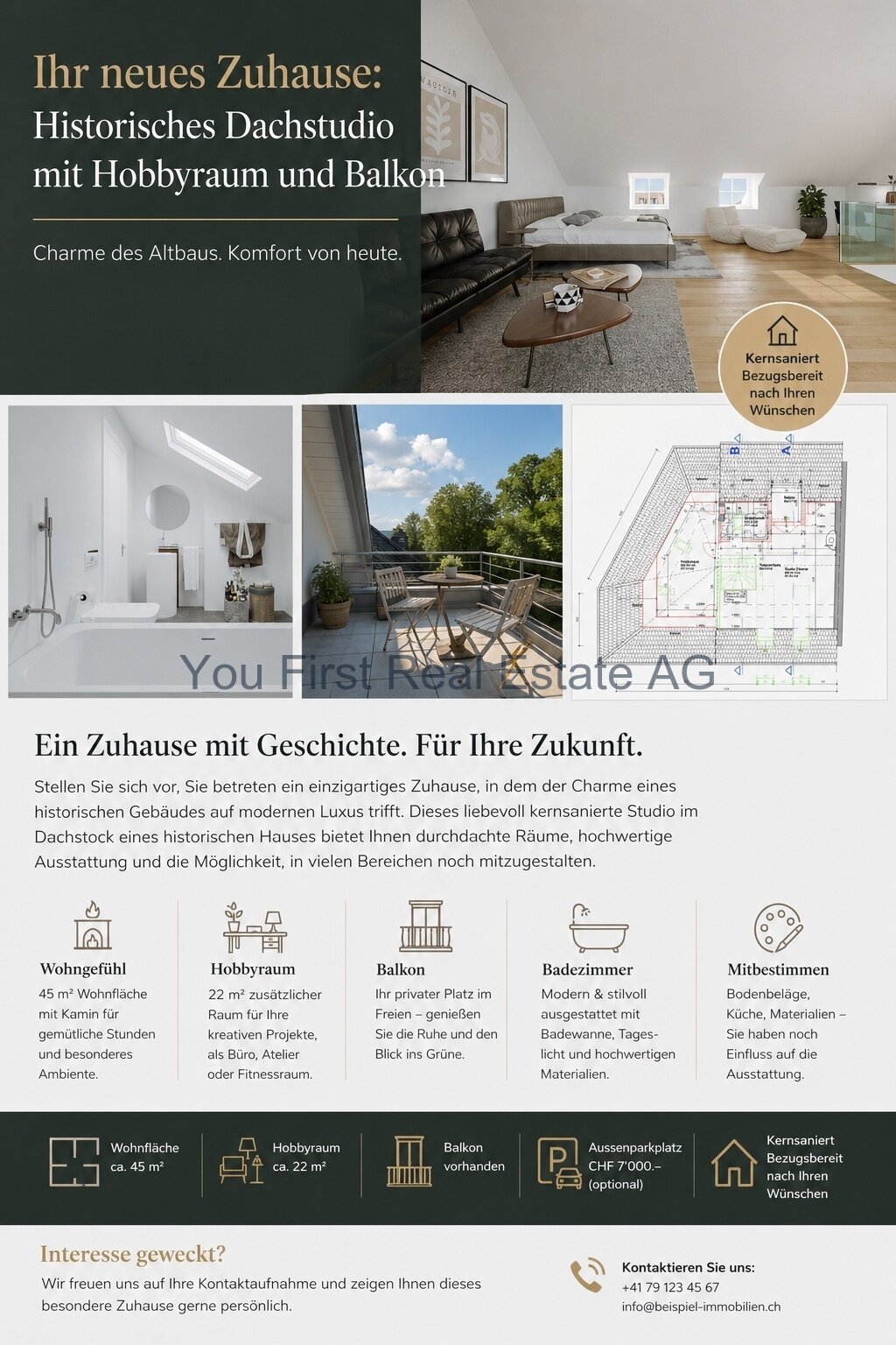 Erstbezug Sommer 2026: Studio mit Hobbyraum & Balkon