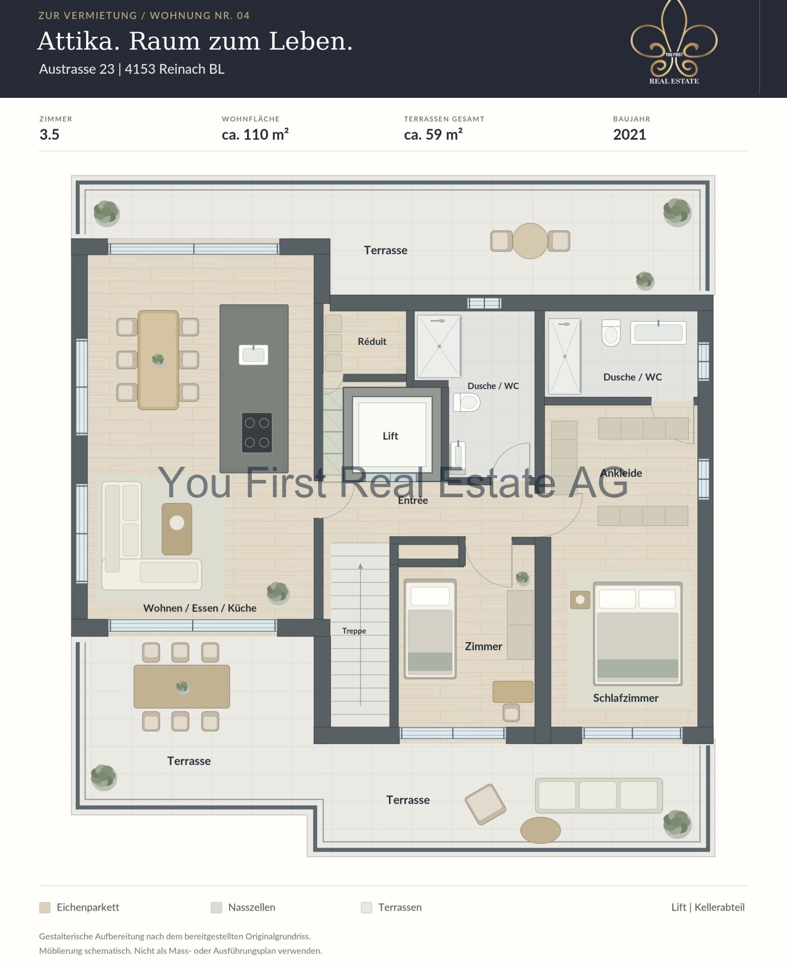 Neuwertige 3.5-Zimmer-Attikawohnung mit grosszügiger Rundumterrasse