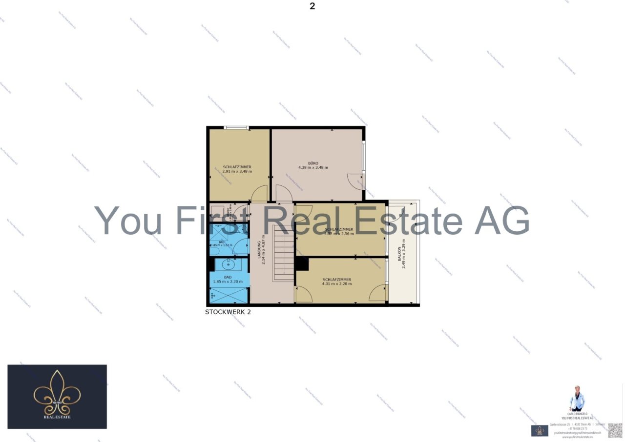 Durchdachte Grundriss-Lösung: Effiziente Raumaufteilung mit zwei Schlafzimmern und praktischem Badbereich