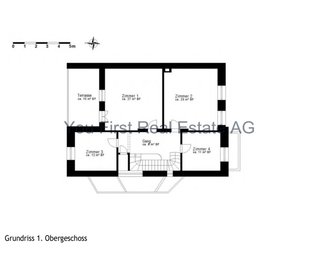 Durchdachter Grundriss mit vier Zimmern und großzügiger Terrasse - Optimale Raumaufteilung im Obergeschoss!