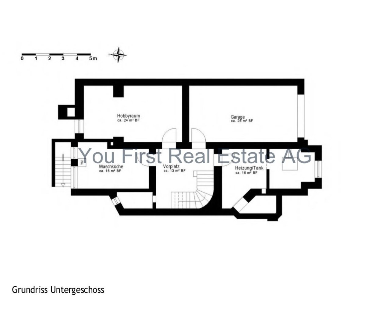 Optimal strukturiertes Untergeschoss mit Hobbyraum und direkter Garagenanbindung