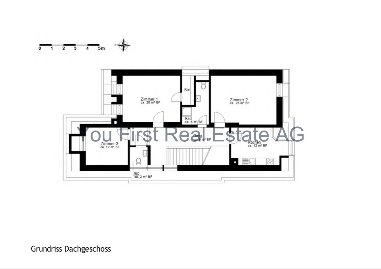 Durchdachte Grundriss-Lösung: 3-Zimmer-Dachgeschoss mit optimaler Raumaufteilung