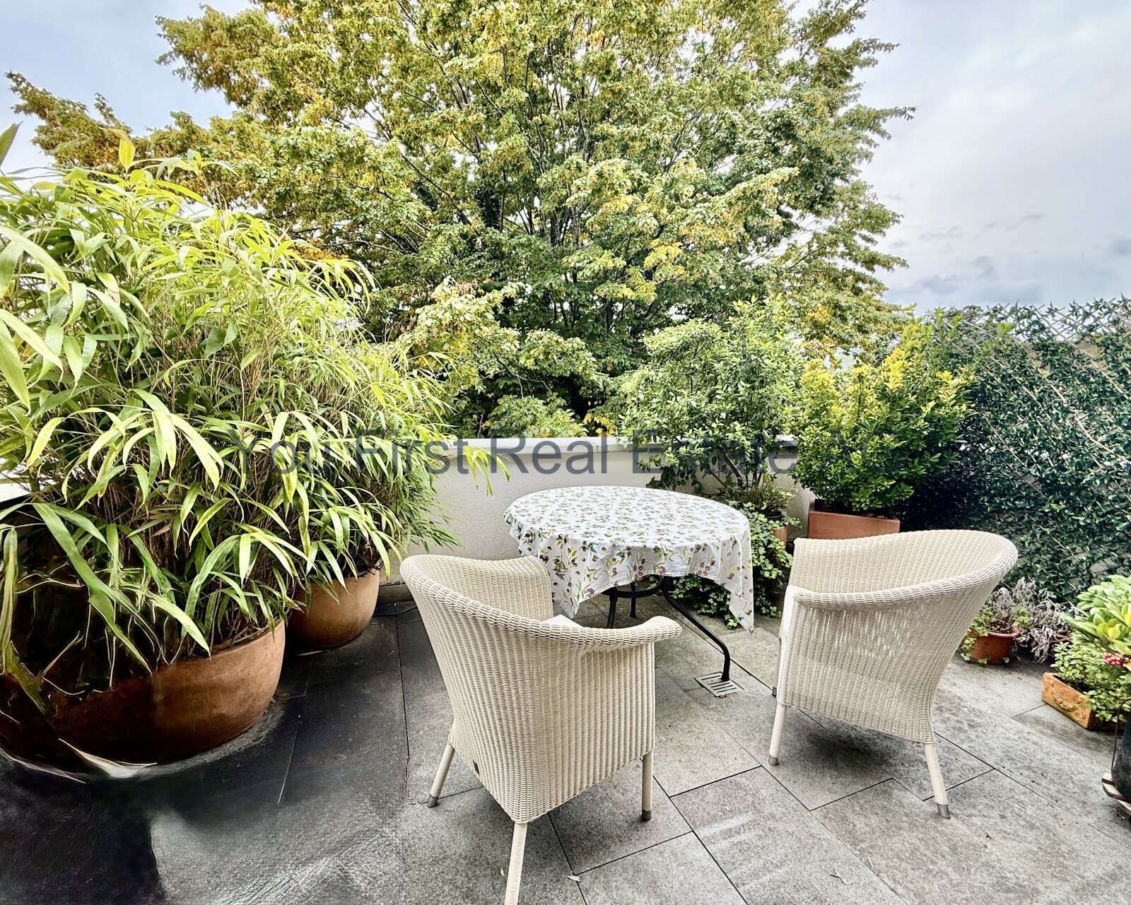 Exklusive Dachterrasse mit üppiger Bepflanzung und elegantem Sitzplatz - Ihr privates Grünoase-Refugium