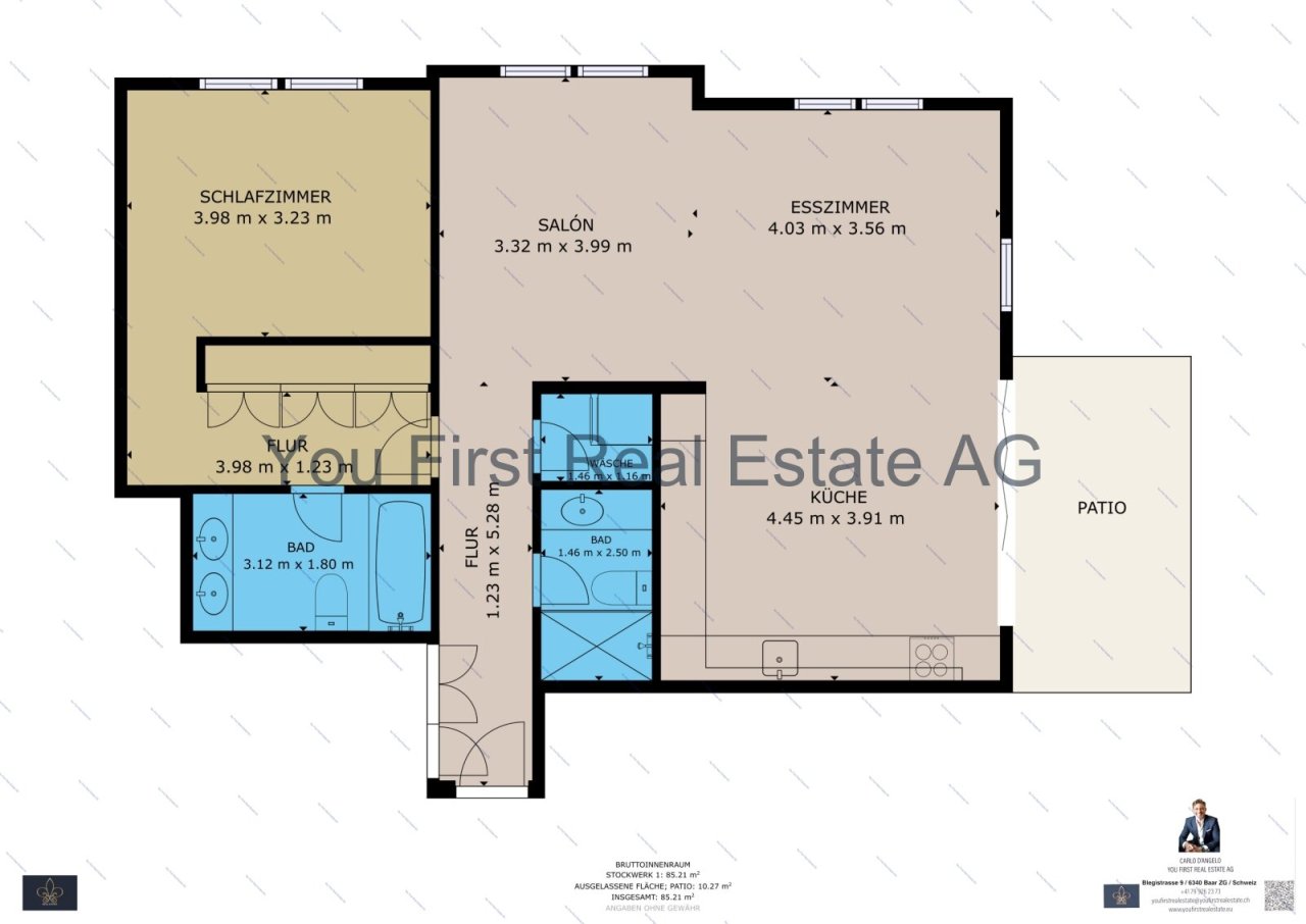 Durchdachte 3-Zimmer-Wohnung mit optimaler Raumaufteilung und direktem Patio-Zugang