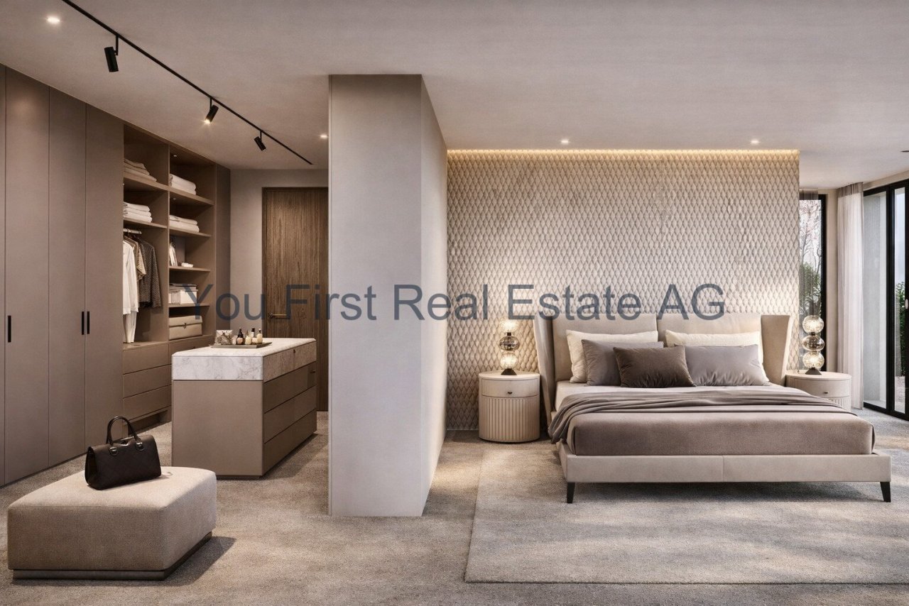 Luxuriöses Schlafzimmer mit integriertem Ankleidebereich - Designoase der Extraklasse